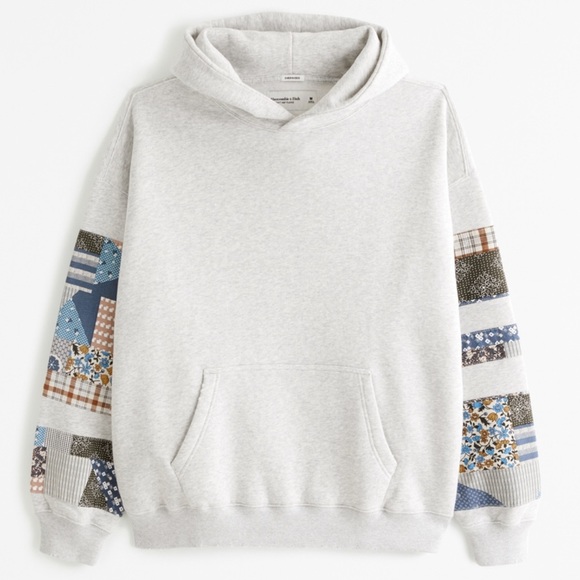 Abercrombie & Fitch Essential Popover Hoodie with Patchwork Sleeves - Picture 1 of 6